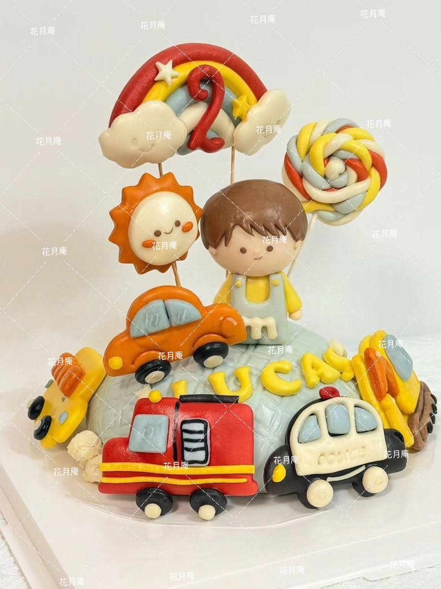 汽車消防車造型兒童生日饅頭